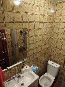 mała łazienka z toaletą i umywalką w obiekcie Habitación para tu disfrute w mieście Santander