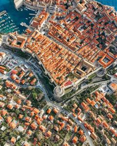 an overhead view of a city with houses at Apartment by CITY WALLS perfect for 2 in Dubrovnik