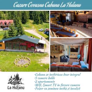 a collage of four pictures of a house at LaHutanu in Comandău