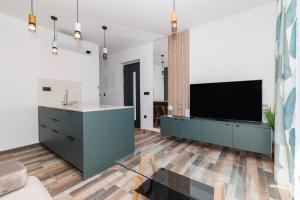 a living room with a flat screen tv on the wall at Villa Riva Vir Apartment in Vir +2 photos