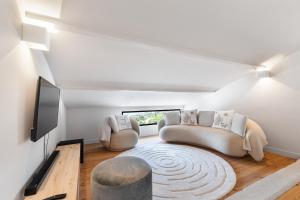 TV a/nebo společenská místnost v ubytování Sérénité Marine - Villa 14p avec piscine