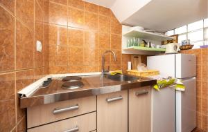 une cuisine avec un évier et un réfrigérateur dans l'établissement Nice Apartment In Podgora With Wifi, 