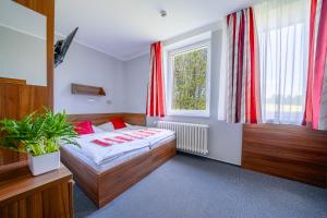 Ένα ή περισσότερα κρεβάτια σε δωμάτιο στο Hotel u Ledu
