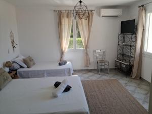 Katil atau katil-katil dalam bilik di La maison de Manon, 4-5personnes, 75m2, centre village avec piscine privée +18 gambar