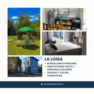 a collage of three pictures of a house at La Loisa - Bungalows & Rooms in San Carlos de Bariloche