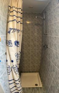 e bagno con doccia e tenda. di Charming mediterranean house a Villelongue-de-la-Salanque Altre 17 foto