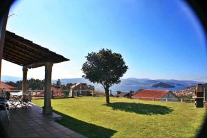 a patio with a tree and a view of the water at Casalvito in Rial