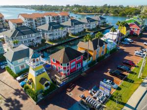 an aerial view of a small town with a harbor at Crescent Royale 509 in Siesta Key