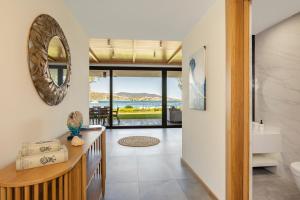 a bathroom with a sink and a mirror at Mirada Exclusive Bodrum in Bodrum City