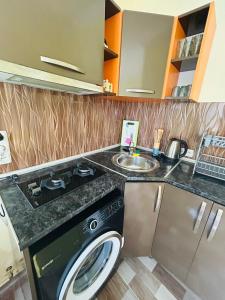 a kitchen with a washing machine and a sink at Green Cottage in Ureki +27 photos