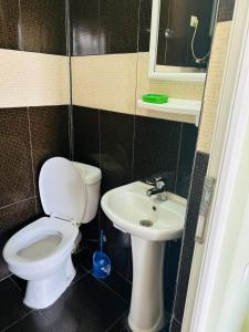 a bathroom with a toilet and a sink at Green Cottage in Ureki