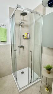 una doccia con box in vetro in un bagno di Studio Apartment Greis a Fiume (Rijeka)