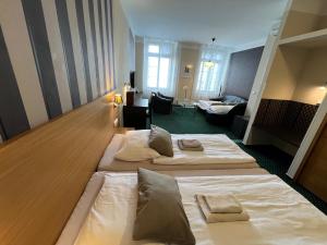 Una cama o camas en una habitación de Hotel Vacek Pod Věží 37 fotos más