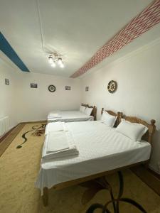 Un dormitorio con dos camas en una habitación. en Old Palace, en Bukhara
