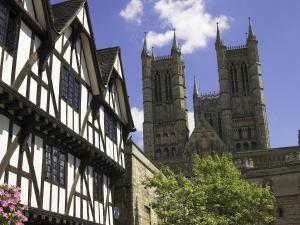 an old building with two towers and a tree at White Cottage in Hemingby +2 photos
