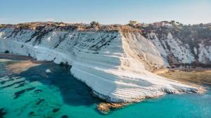 an aerial view of a cliff over the ocean at La Casa di Giusy Holiday Home in Porto Empedocle