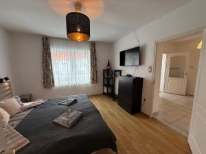 TV a/nebo společenská místnost v ubytování Corte Apartman