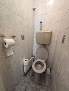 a small bathroom with a toilet and toilet paper at Holiday home in Siofok - Balaton 53215 in Siófok
