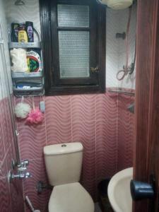a bathroom with a toilet and a sink at Affordable downtown studio steps to sea free wifi in Alexandria