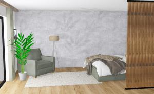 Un pat sau paturi într-o cameră la Kristall Apartments