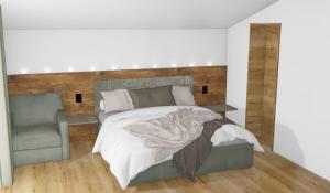 Un pat sau paturi într-o cameră la Kristall Apartments