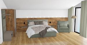 Un pat sau paturi într-o cameră la Kristall Apartments