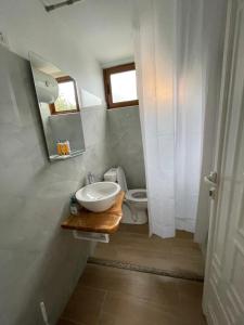 a bathroom with a sink and a toilet at SEA bed and restaurant 2 in Borsh