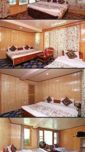帕哈尔加姆Hotel Bright Palace的卧室两张照片,配有两张床