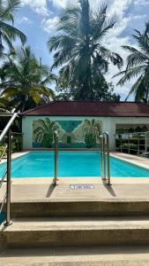a large swimming pool with palm trees in the background at Hotel Las Marias by Croma in Palomino