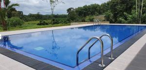 a large blue swimming pool with metal hand rails at B&M Green Valley in Ambulgama