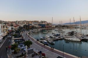 a view of a harbor with boats in the water at Seaside Grey Pearl Villa in Piraeus