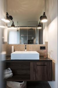 a bathroom with a sink and a mirror at Bella Posta Premium Apartments in Soprabolzano
