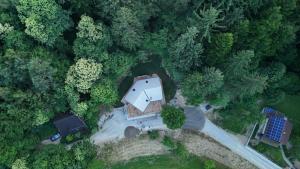 莫济列Savinjski raj的森林中房屋的顶部景观