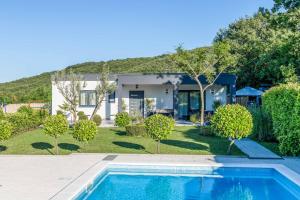 DrumにあるVilla Nature Embraceの家の前にプールがある家