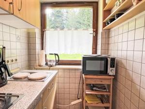 małą kuchnię z kuchenką mikrofalową i oknem w obiekcie Apartment Studio Esche 3 by Interhome w mieście Ellmau +49 zdjęć