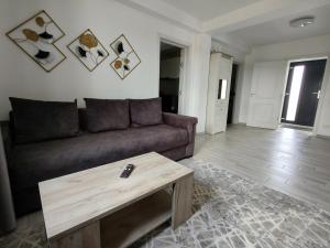 a living room with a couch and a coffee table at Kve Apartment in Iaşi