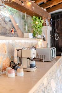 eine Küchentheke mit einer Kaffeemaschine darauf in der Unterkunft Holiday Home Sarbunara in Milna