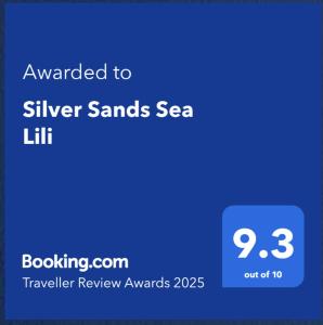 Certifikát, hodnocení, plakát nebo jiný dokument vystavený v ubytování Silver Sands Sea Lili