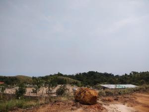 a large rock sitting on top of a dirt road at Cozy Inn in Cherrapunji