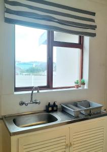 a kitchen with a sink and a window at Mclaren Self Catering in Gansbaai