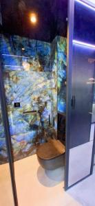 Un baño con ducha y WC. en Village Naturiste Cap d'Agde, 208 Résidence de luxe les Jardins d'Eden "Réservée aux couples", en Cap d'Agde