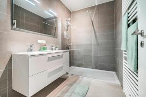 a bathroom with a white sink and a shower at Manoir 7ème ciel in Liège