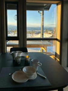 En generel udsigt til bjerge eller udsigt til bjerge taget fra feriehuset