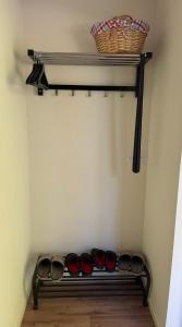 a row of glasses on a shelf in a room at Modern guesthouse in Sätila, Lygnern in Sätila