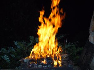 サリ・ソランザラにあるMaison En Pierre Corse Vue Merの夜の火事場