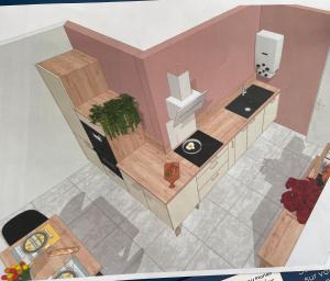 a drawing of a bathroom with a toilet and a sink at Appartement proche centre ville in Chaumont
