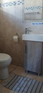 a bathroom with a toilet and a sink at Rochilla Guesthouse in Welkom
