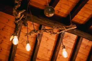 a bunch of lights hanging from a ceiling at Alloro casa storica in Arcola