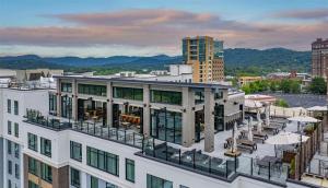 an aerial view of a building with balconies at Embassy Suites By Hilton Asheville Downtown in Asheville