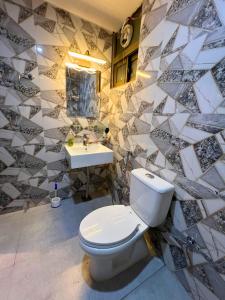 a bathroom with a toilet and a sink at LUXURY family cottage in Islamabad +83 photos
